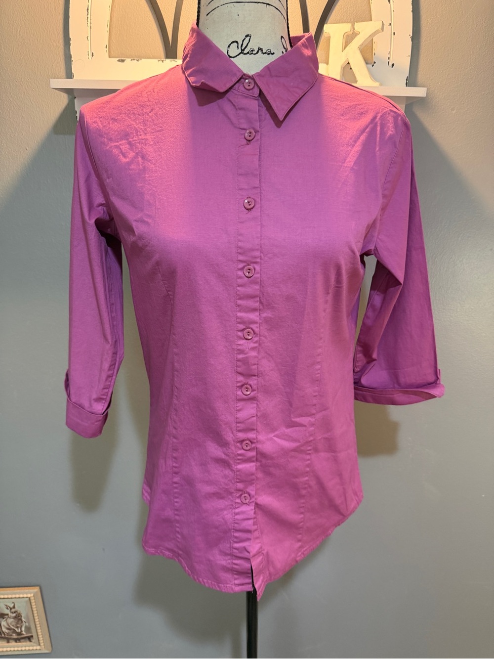 DOUBLJU FUCHSIA BUTTON DOWN COLLARED SHIRT SZ XL